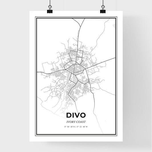 Divo Ivory Coast - Premium City Map Poster