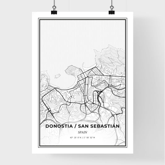 Donostia / San Sebastián Spain - Premium City Map Poster