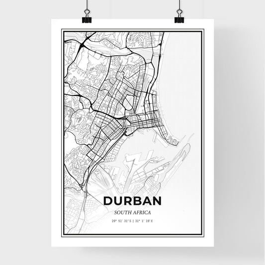 Durban South Africa - Premium City Map Poster