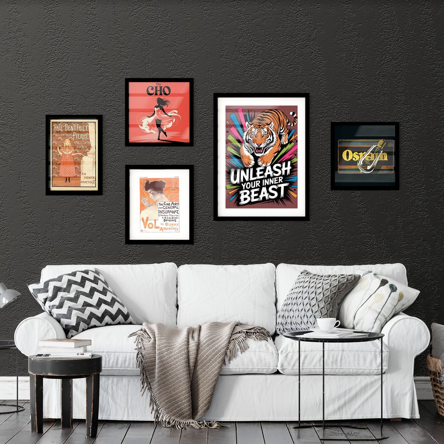 Dynamic Tiger Illustration with Bold Text: Unleash Your Inner Beast for Motivational Art and Design. Collection