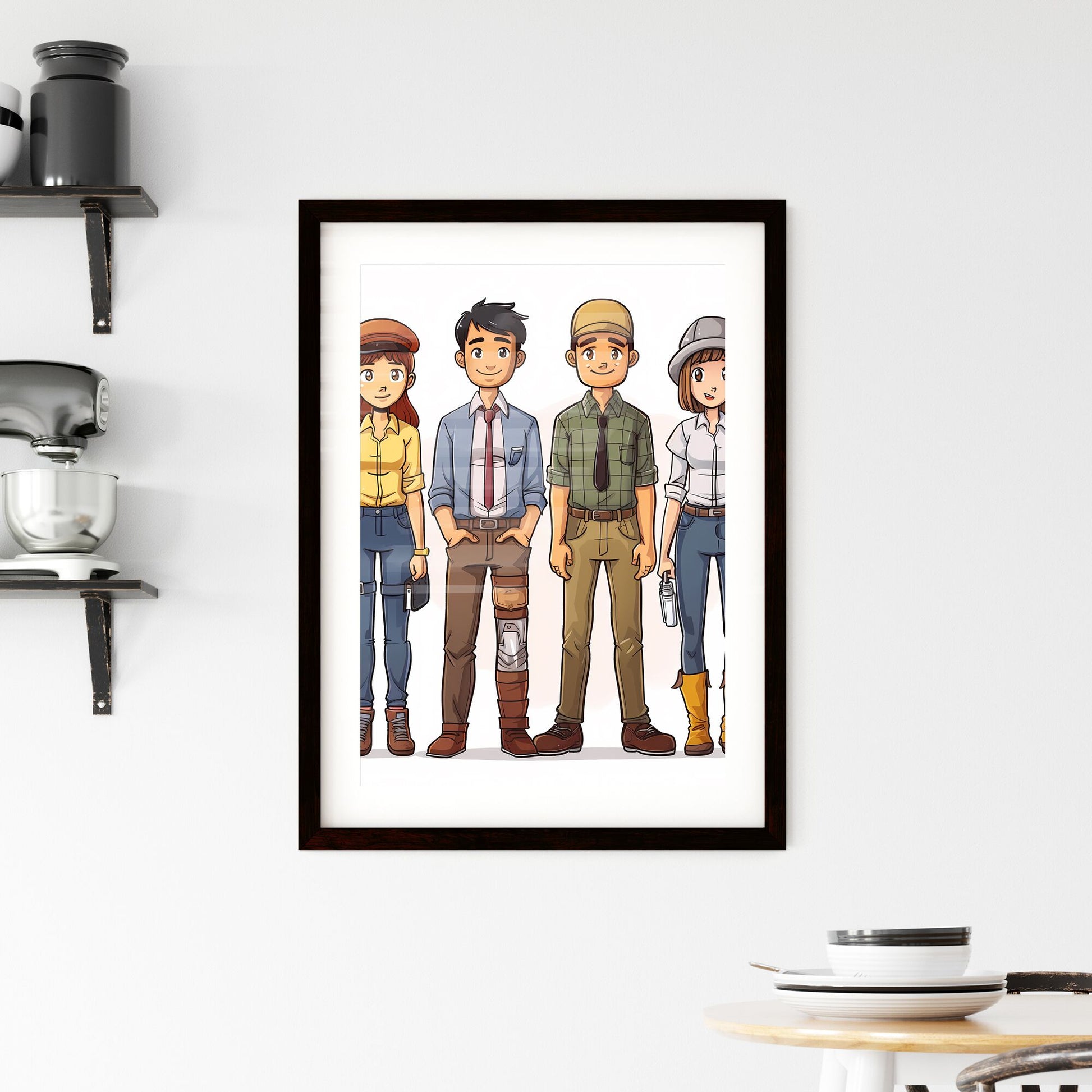 Vibrant Art Depicting Group of Employees in Colorful Outfits Default Title