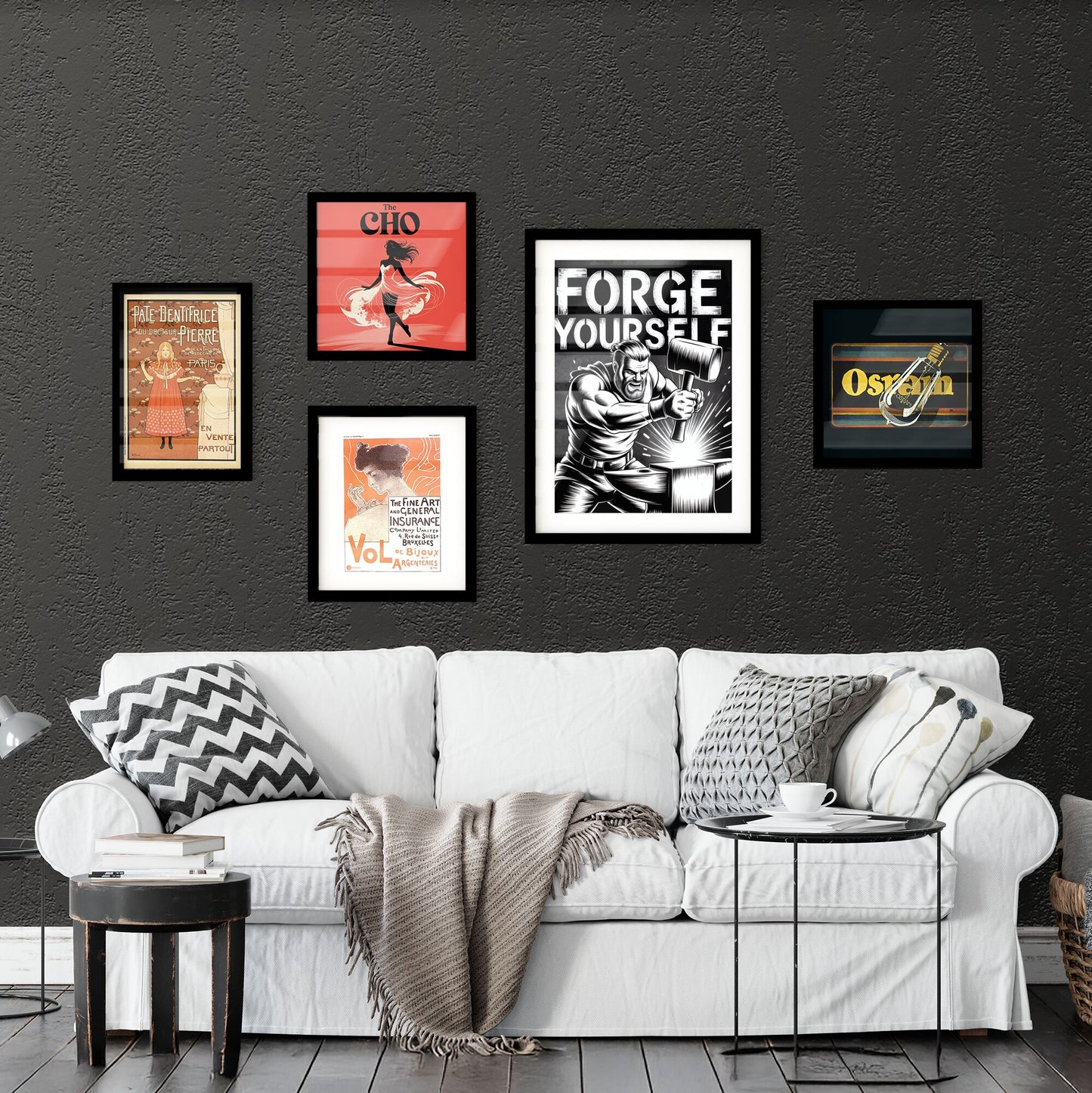 Empower Yourself: Dynamic Illustration of a Blacksmith Forging Strength and Resilience with Inspiring Message. Collection