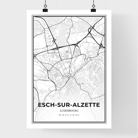Esch-sur-Alzette Luxembourg - Premium City Map Poster