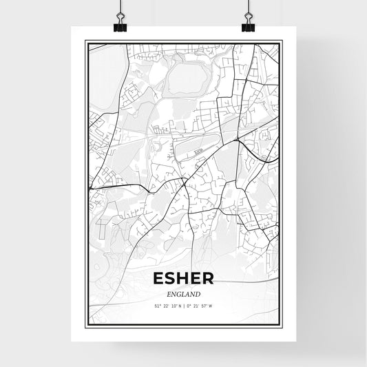 Esher England - Premium City Map Poster