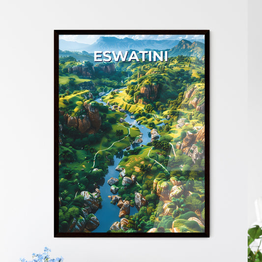 Vibrant African Art: Enchanted River Valley Painting, Eswatini