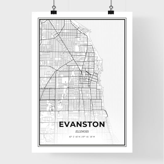 Evanston Illinois - Premium City Map Poster