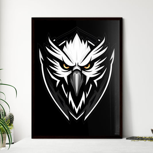 Abstract Black and White Falcon Mascot Design with Vibrant Yellow Eyes Default Title