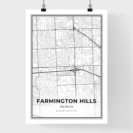 Farmington Hills Michigan - Premium City Map Poster