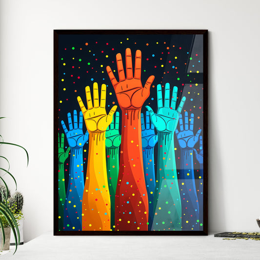 Colorful raised hands painting for Friendship Day celebration with a focus on art Default Title