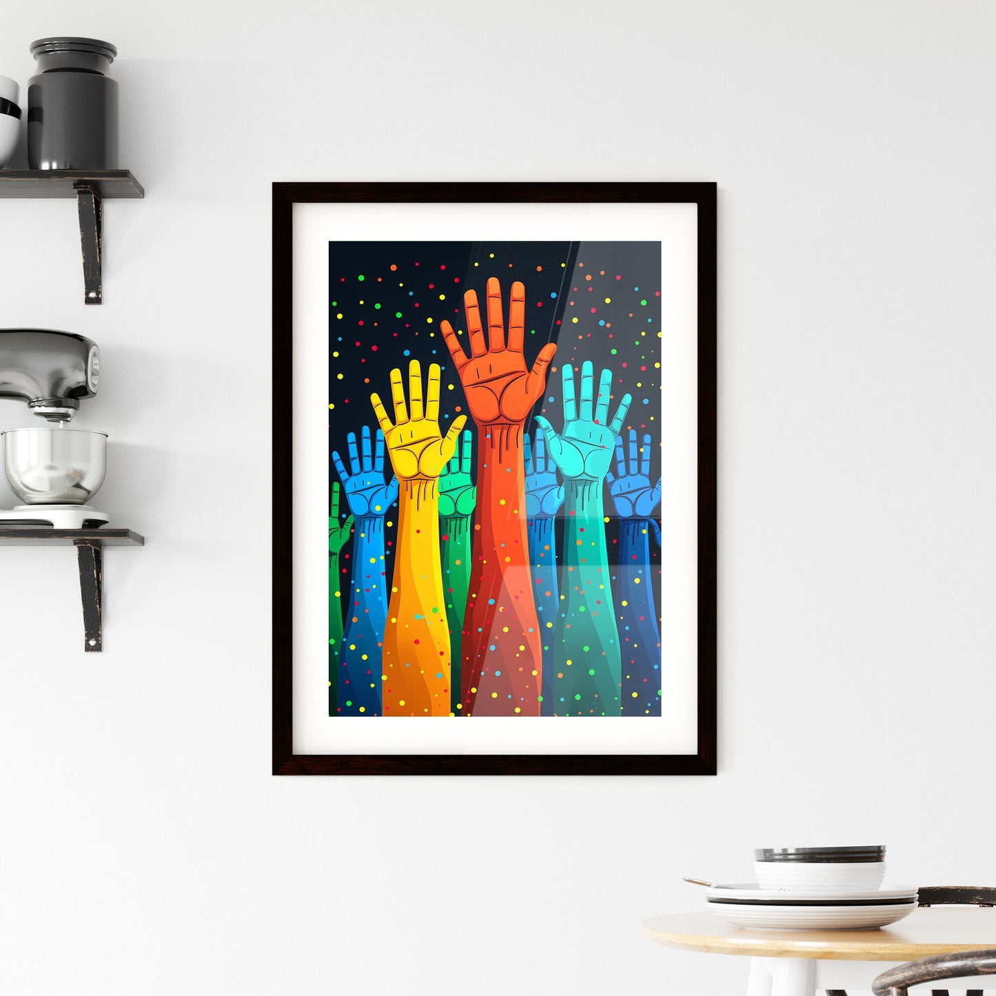 Colorful raised hands painting for Friendship Day celebration with a focus on art Default Title