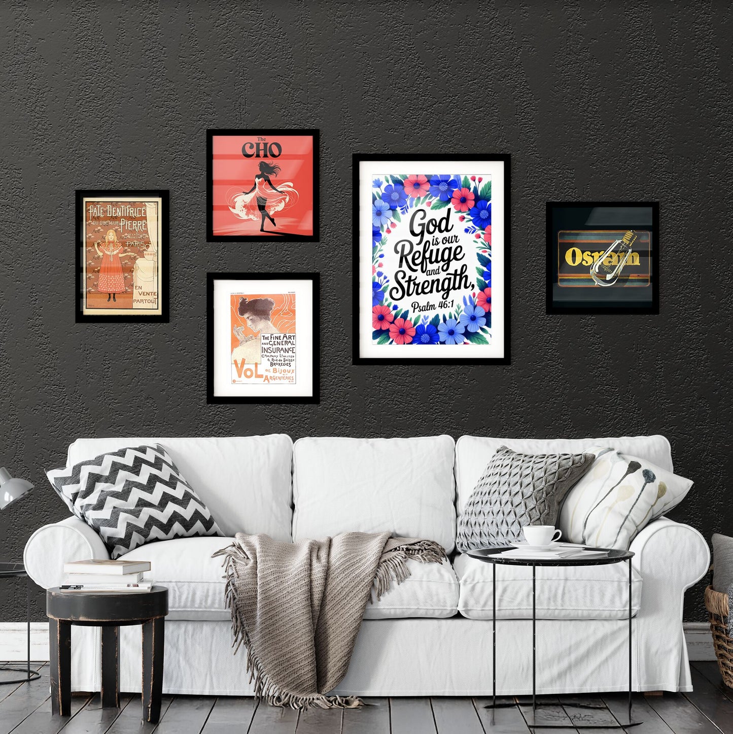 Floral Wreath with Inspirational Bible Verse: 'God is Our Refuge and Strength, Psalm 46:1' Collection