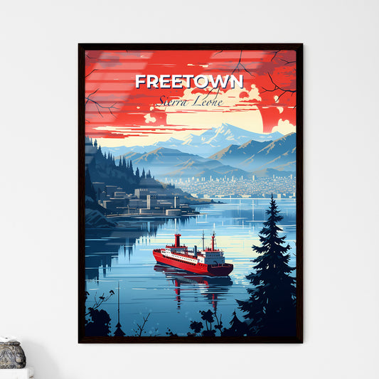Vibrant Painting of Freetown Sierra Leone Skyline with Ship and Mountains Default Title