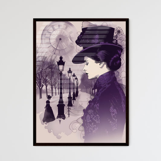 1920s Romantic Girl in Hat, Retro Champs Elysees Painting with Cinematic Light, Halftone Style - Vibrant & Artistic Side View Default Title