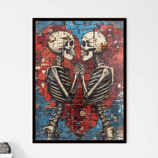 Vibrant Pop Art Mural: Skeletons and Roses in Intricate Botanical Embrace Default Title