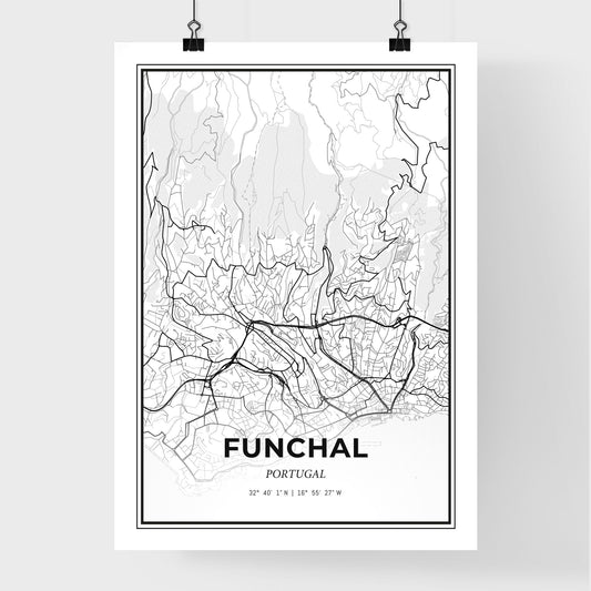Funchal Portugal - Premium City Map Poster
