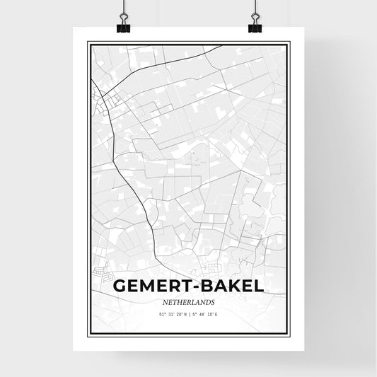 Gemert-Bakel Netherlands - Premium City Map Poster