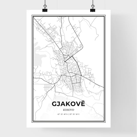Gjakovë / Đakovica Kosovo - Premium City Map Poster