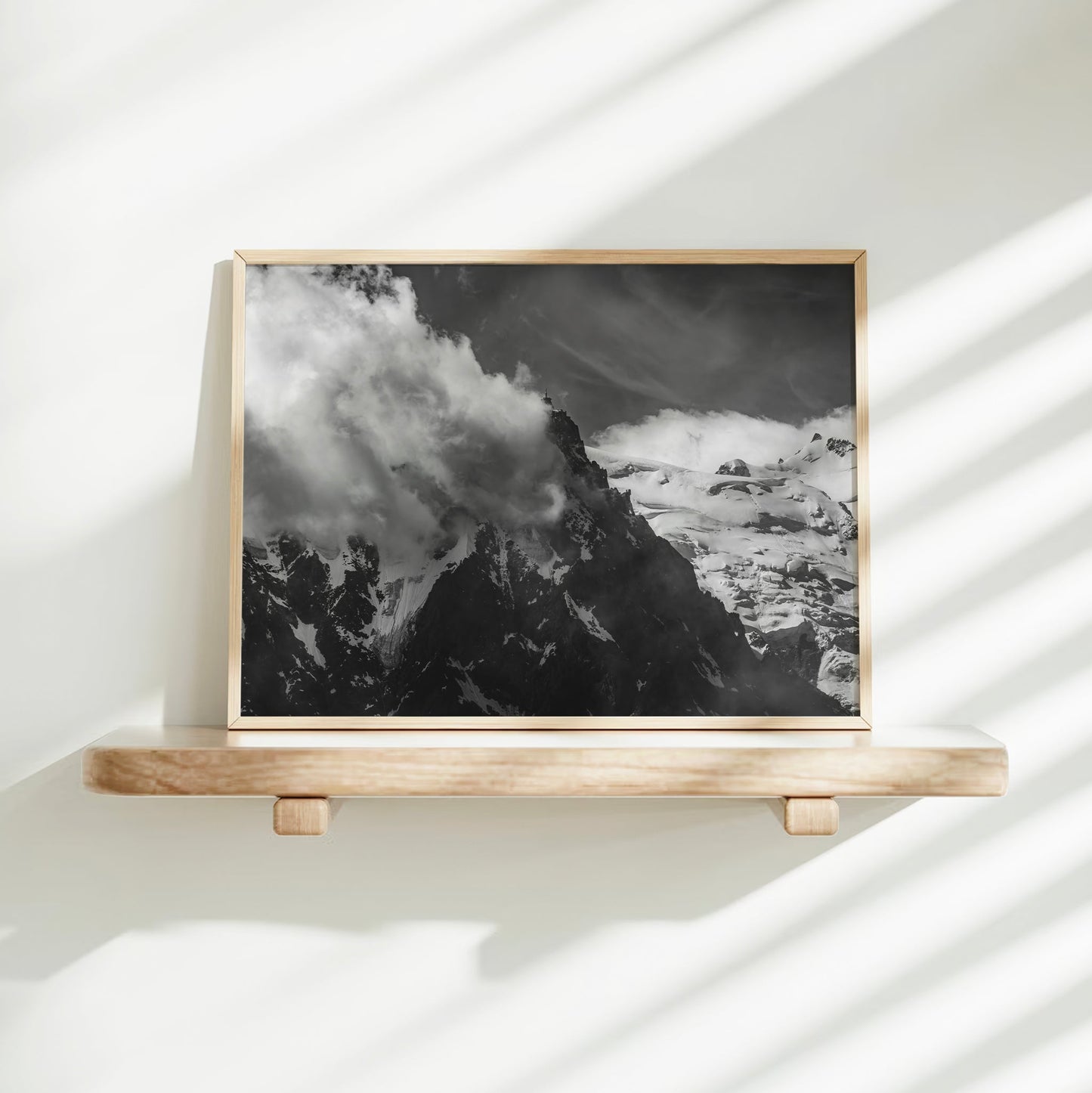 Aiguille du Midi Wall Art Print – Black and White Mountain Photography