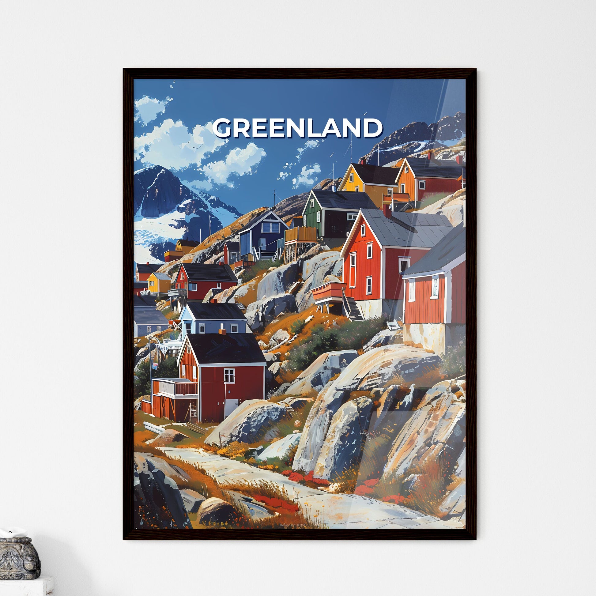 Art Print, Contemporary Painting, Modern Art, House Painting, Hillside Landscape, Abstract Art, Greenland, North America, Colorful Architecture, Home Decor