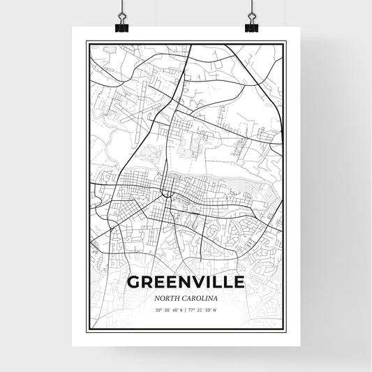 Greenville North Carolina - Premium City Map Poster