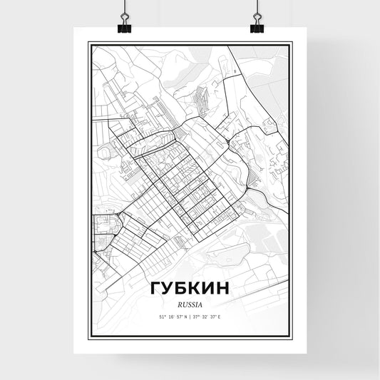 Gubkin Russia - Premium City Map Poster