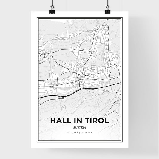 Hall in Tirol Austria - Premium City Map Poster