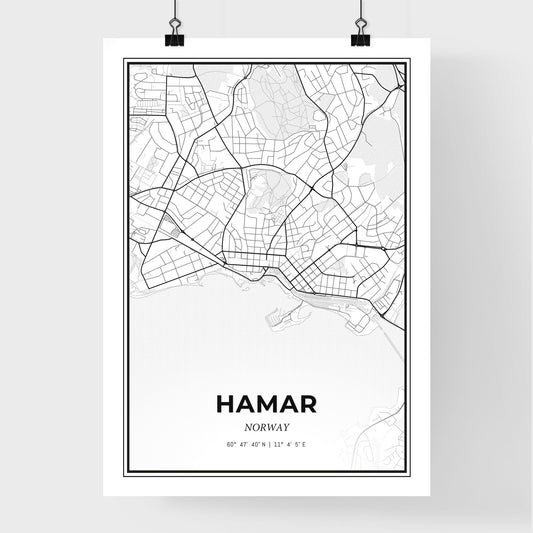 Hamar Norway - Premium City Map Poster