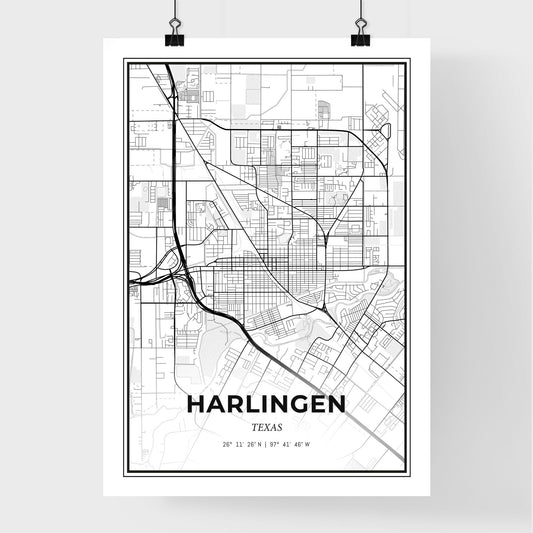 Harlingen Texas - Premium City Map Poster