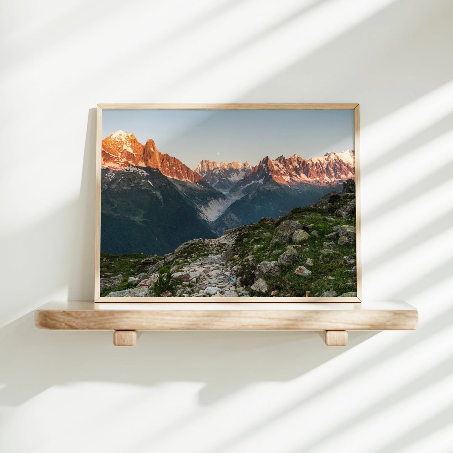 Mont Blanc Massif Sunset Wall Art - Chamonix Print with Mer de Glace View