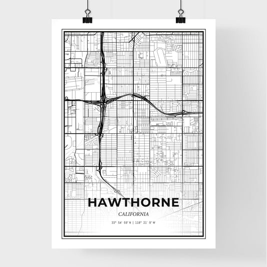 Hawthorne California - Premium City Map Poster