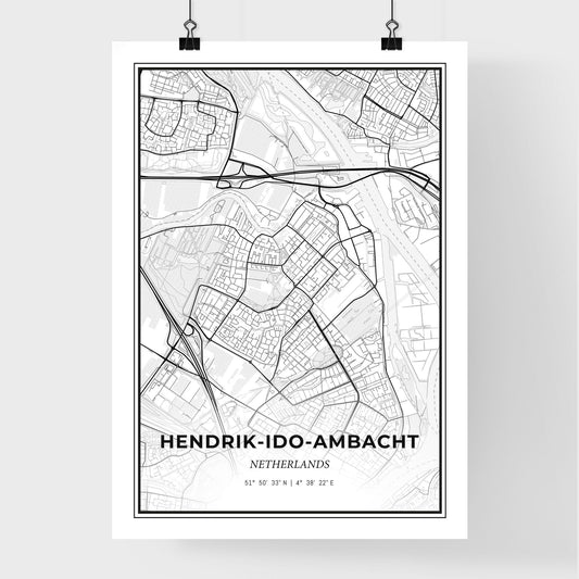 Hendrik-Ido-Ambacht Netherlands - Premium City Map Poster
