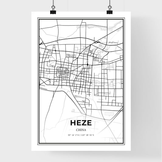 Heze China - Premium City Map Poster