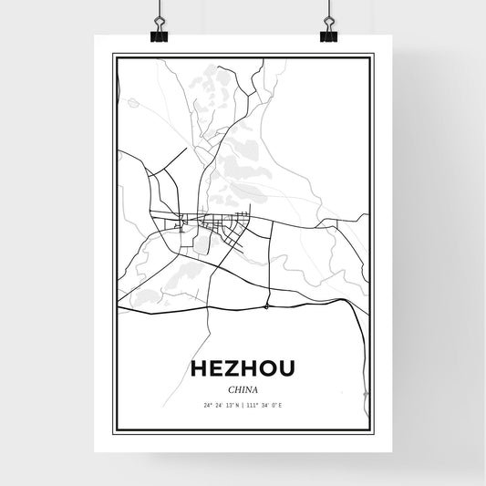 Hezhou China - Premium City Map Poster