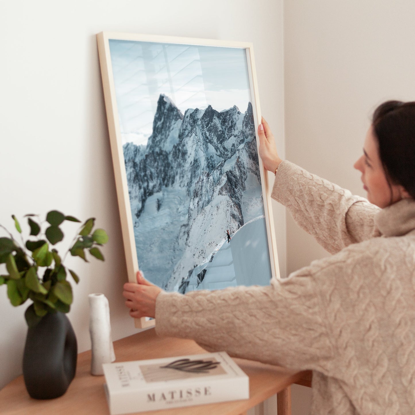 Skier Descending the Iconic Midi Arete | Alpine Mountain Wall Art Print