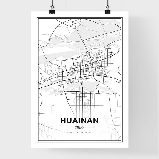 Huainan China - Premium City Map Poster