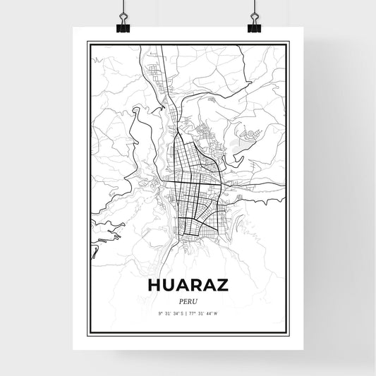Huaraz Peru - Premium City Map Poster