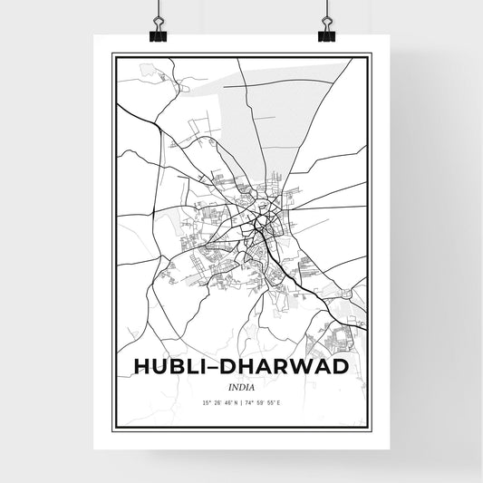 Hubli–Dharwad India - Premium City Map Poster