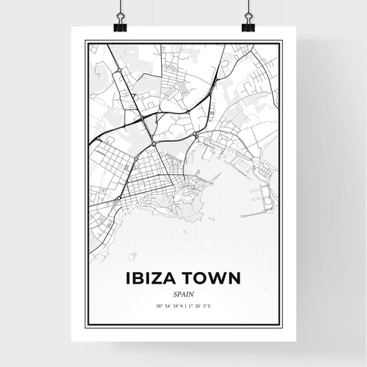 Ibiza Town Spain - Premium City Map Poster