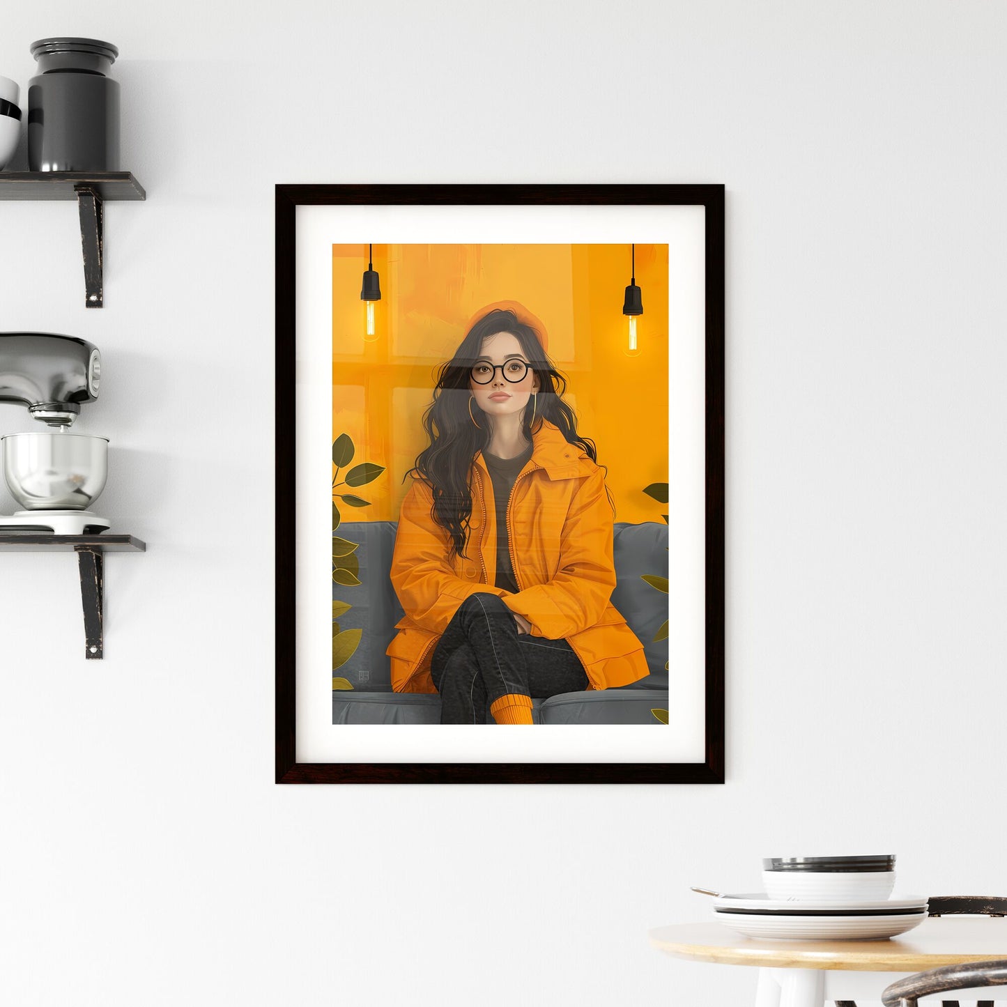 Vibrant College Student Art Abstract, Orange Minimalist Contemporary Home Wall Default Title
