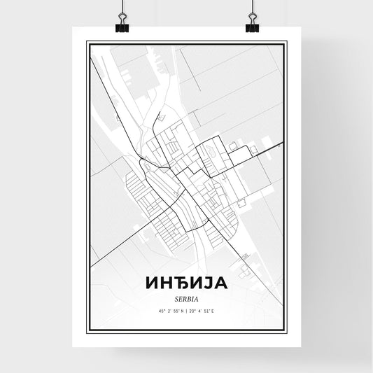 Inđija Serbia - Premium City Map Poster