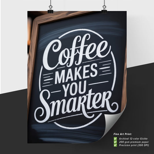 Inspirational Coffee Quote on Chalkboard Sign in Cozy Coffee Shop Environment