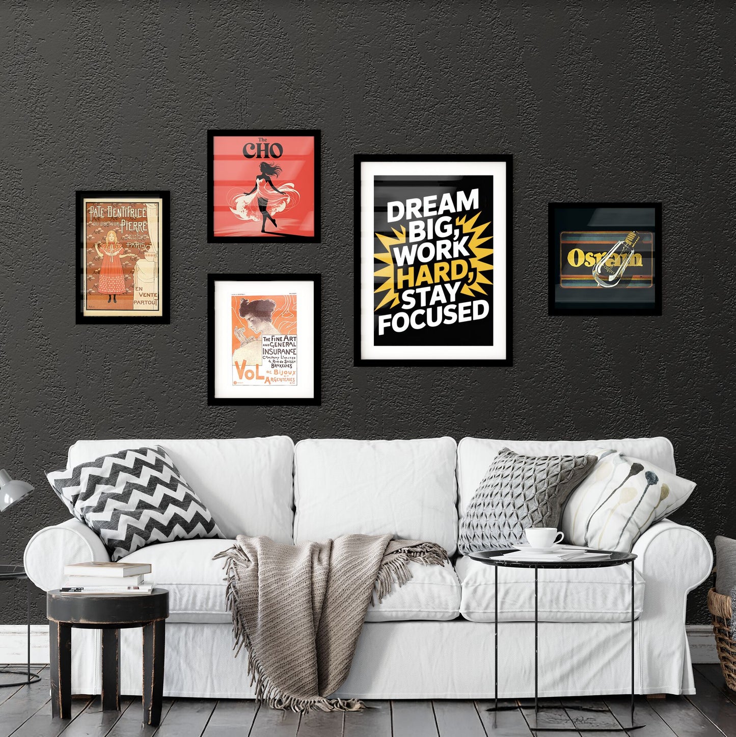 Inspirational Quote: Dream Big, Work Hard, Stay Focused - Motivational Wall Art for Home or Office Decor. Collection