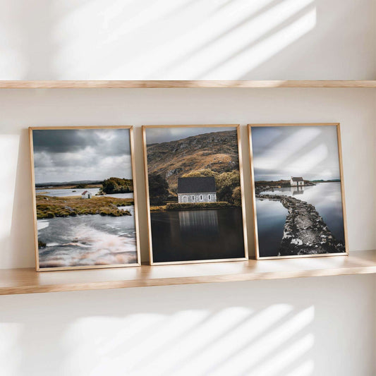 Irish Wall Art Set of 3 | Connemara Hut, Gougane Barra & Fisherman’s Bothy