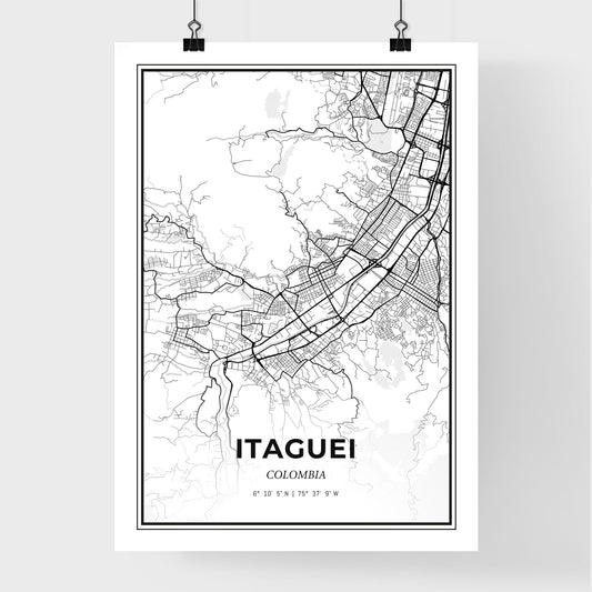 Itaguei Colombia - Premium City Map Poster