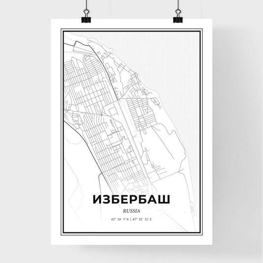 Izberbash Russia - Premium City Map Poster