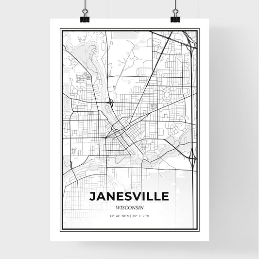 Janesville Wisconsin - Premium City Map Poster