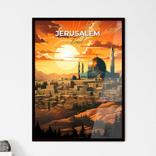 Colorful Artistic Jerusalem Skyline Cityscape Painting with Dome and Towers Default Title