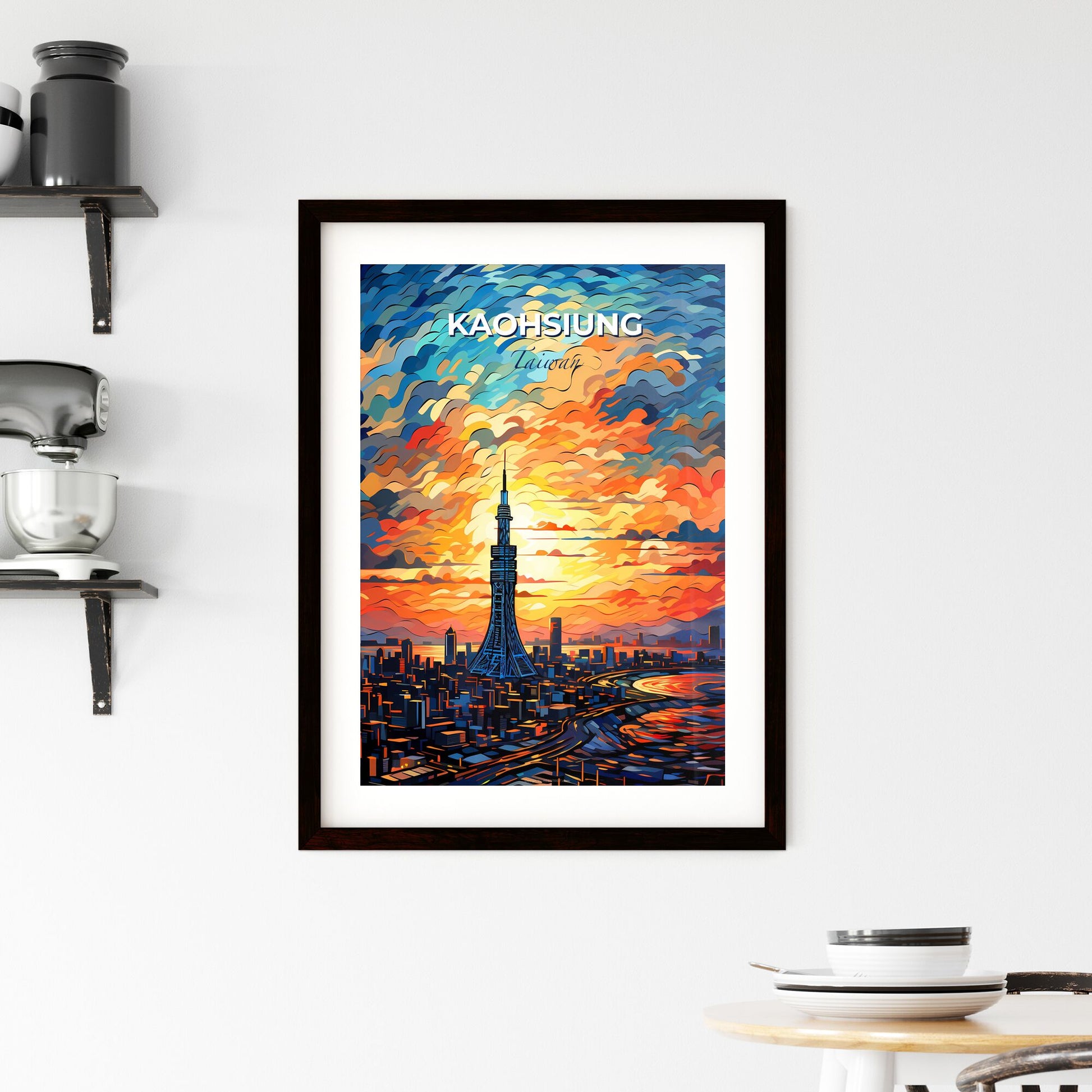 Kaohsiung Taiwan City Skyline Colorful Clouds Blue Sky Painting Artistic Digital Art Surreal Default Title