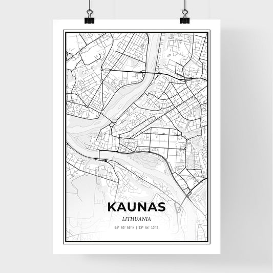 Kaunas Lithuania - Premium City Map Poster