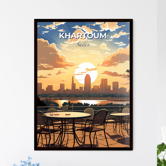 Vibrant Painted Khartoum Sudan Skyline Table Chairs City Background Art Default Title